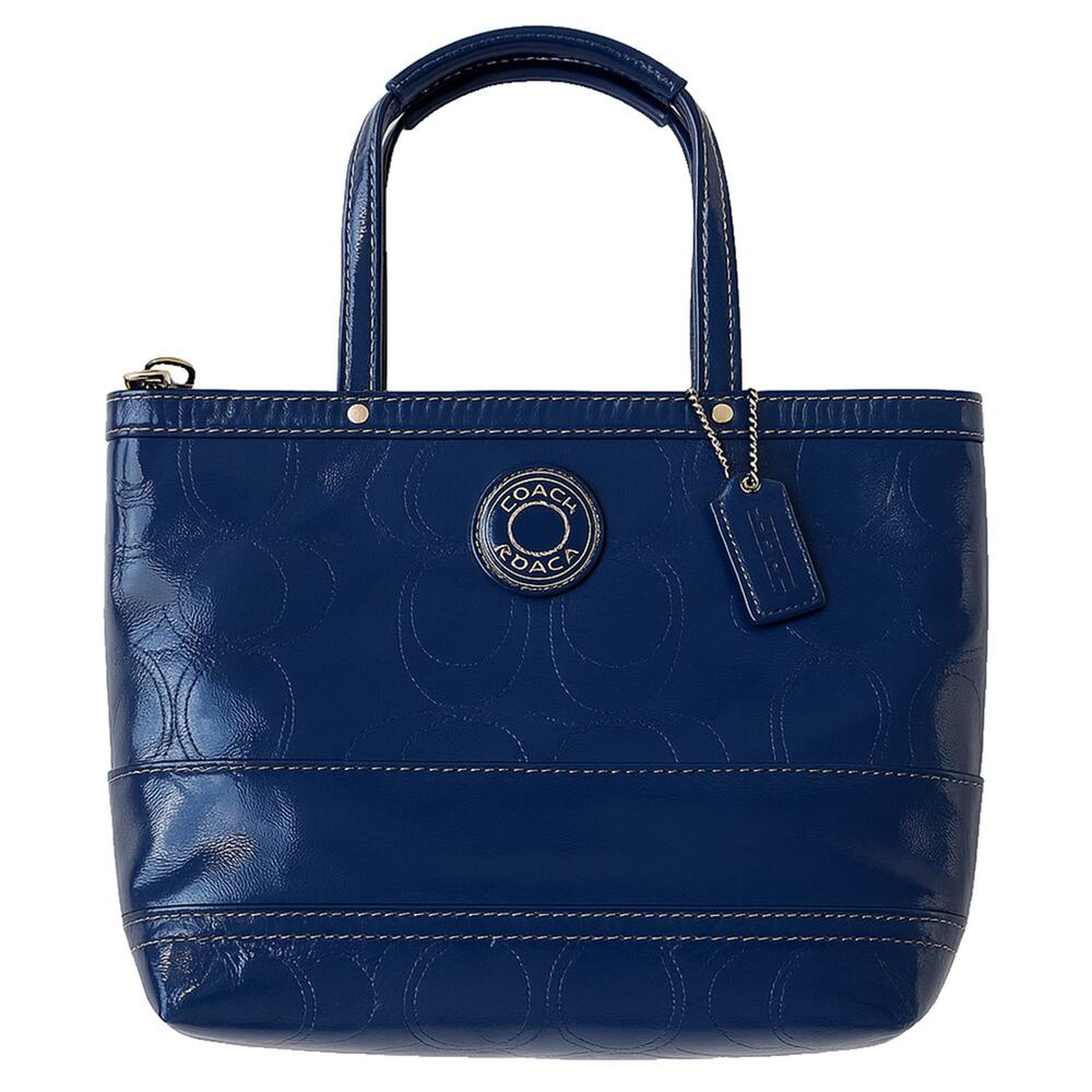 Coach Blue Patent Leather Tote Shoulder Bag